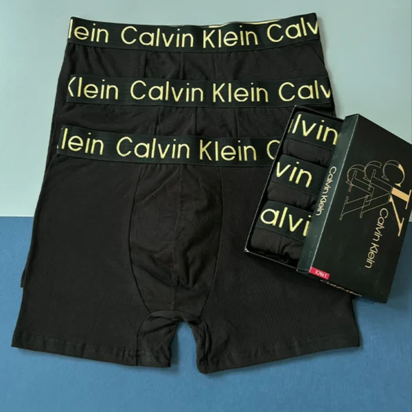 شورت نیم پا مردانه پک 3 عددی Calvin Klein کش کمر طلایی